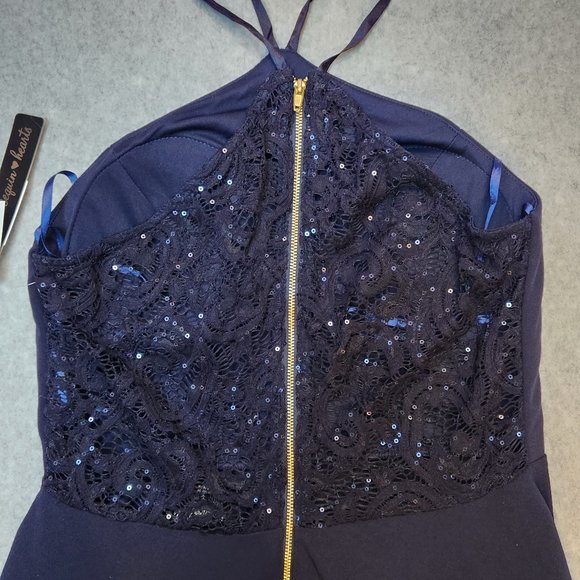 SEQUIN HEARTS Womens Lace Back Halter Party Prom Mini Dress 9 - NEW w/ TAGS NWT - Picture 6 of 7